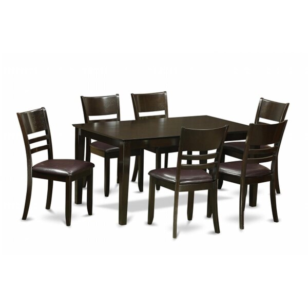 East West Furniture 7 Piece Formal Dining Room Set-Dinette Table and 6 Dining Room Chairs CALY7-CAP-LC - main